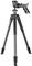 Czarny statyw z trzema wysuwanymi nogami i ergonomicznym uchwytem przy głowicy, odpowiedni do fotografowania i nagrywania wideo.
