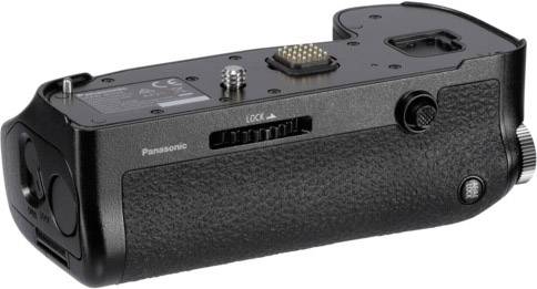 Czarny uchwyt do baterii aparatu fotograficznego z różnymi złączami i elementami sterującymi, wykorzystywanymi do rozszerzonej obsługi kamery.