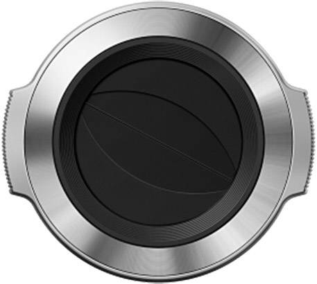 Srebrny metalowy uchwyt w kształcie owalu, prawdopodobnie będący częścią urządzenia gospodarstwa domowego lub narzędzia kuchennego.