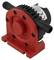 Czerwona pompa z czarną obudową i wieloma przyłączami, odpowiednia do zastosowań przemysłowych do tłoczenia cieczy.