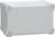 Białe prostokątne pudełko elektryczne z narożnikami zabezpieczonymi śrubami, przeznaczone do obudowywania i ochrony połączeń elektrycznych.