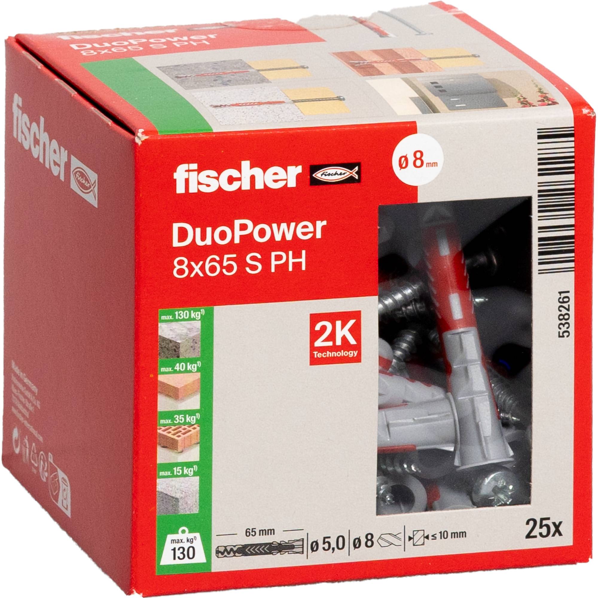 Fischer 538261 DUOPOWER 8x65 S PH LD Kołek 2-komponentowy 65 mm 8 mm 25 szt.-5
