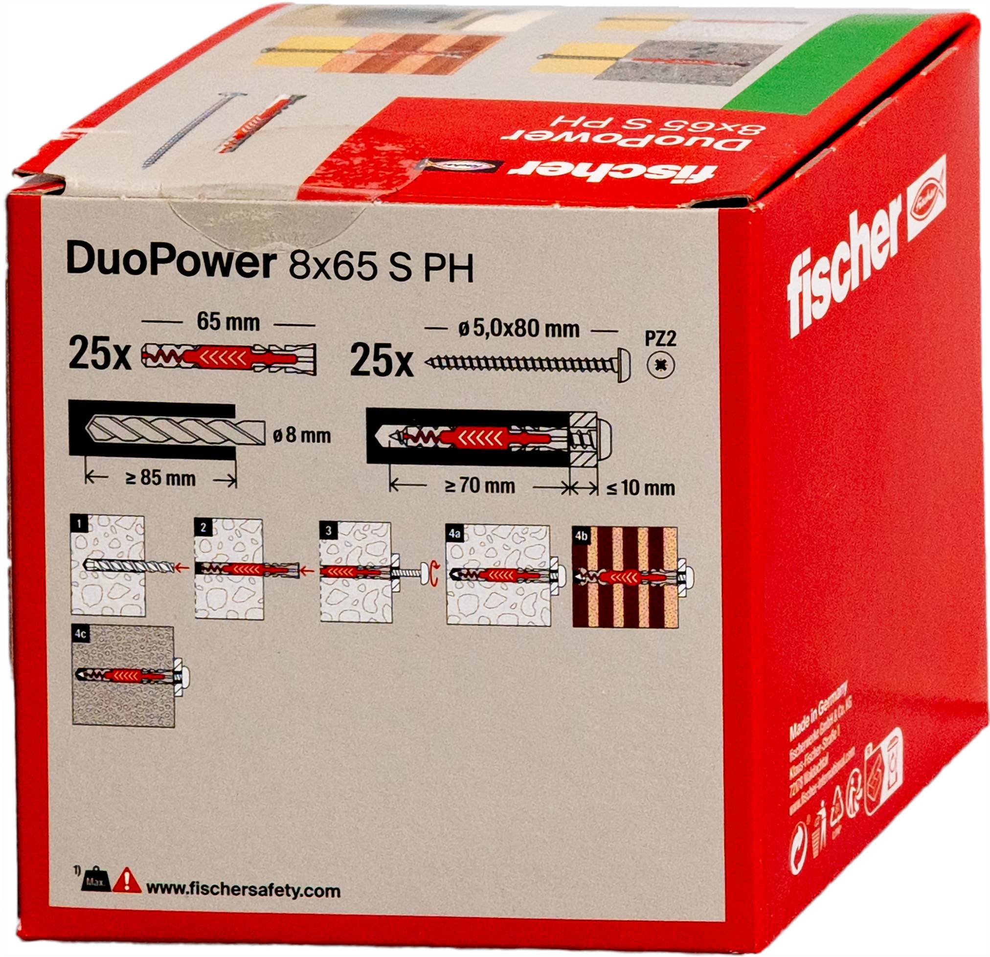 Fischer 538261 DUOPOWER 8x65 S PH LD Kołek 2-komponentowy 65 mm 8 mm 25 szt.-7