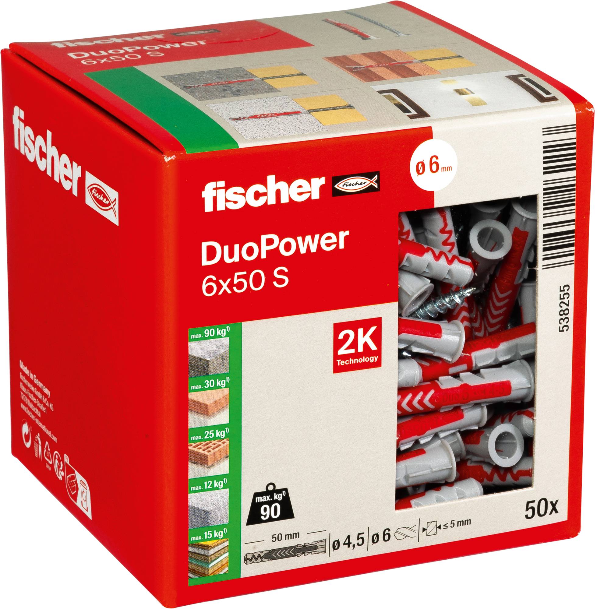 Fischer 538255 DUOPOWER 6x50 S LD Kołek 2-komponentowy 50 mm 6 mm 50 szt.-5