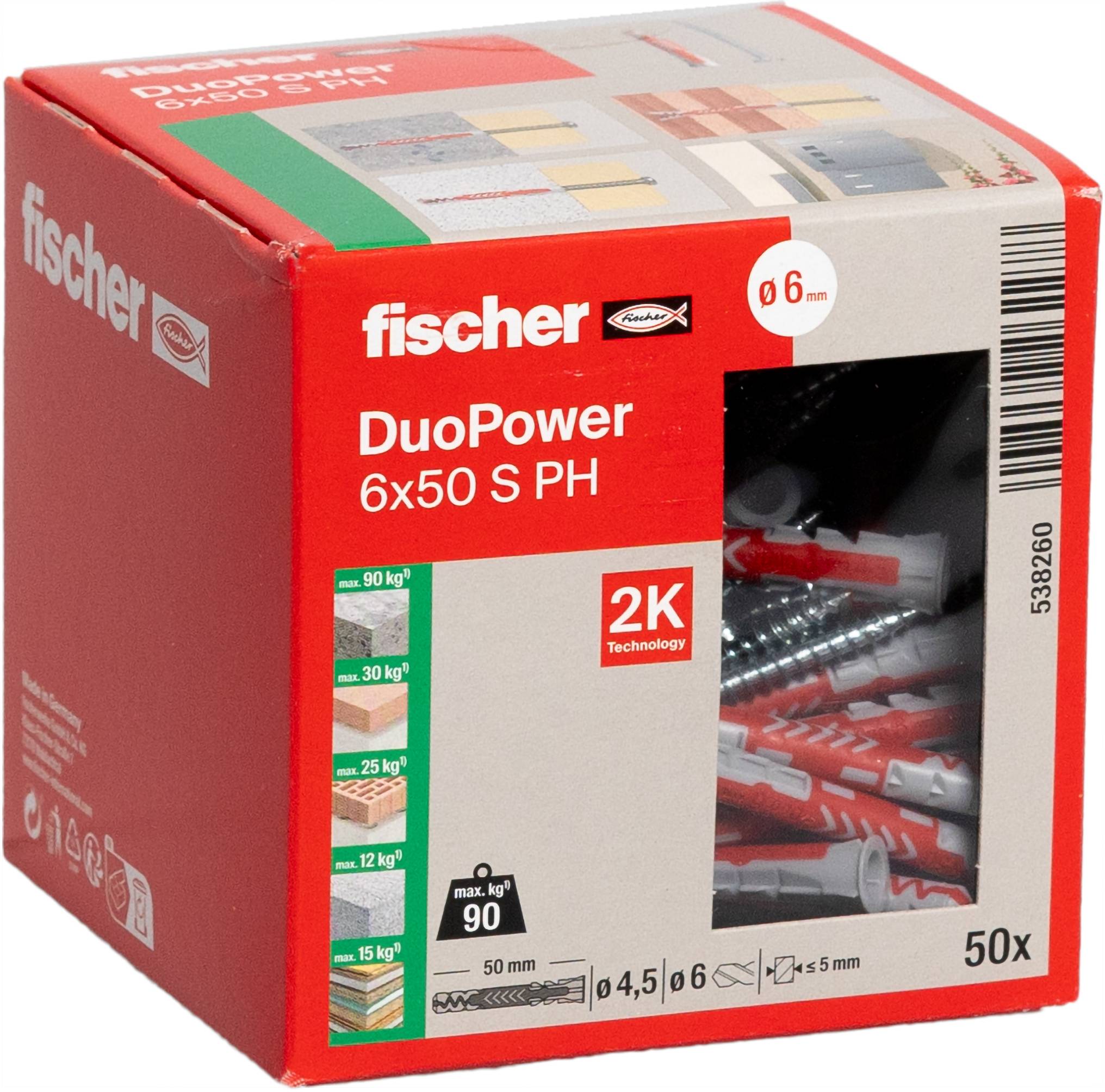 Fischer 538260 DUOPOWER 6x50 S PH LD Kołek 2-komponentowy 50 mm 6 mm 50 szt.-5