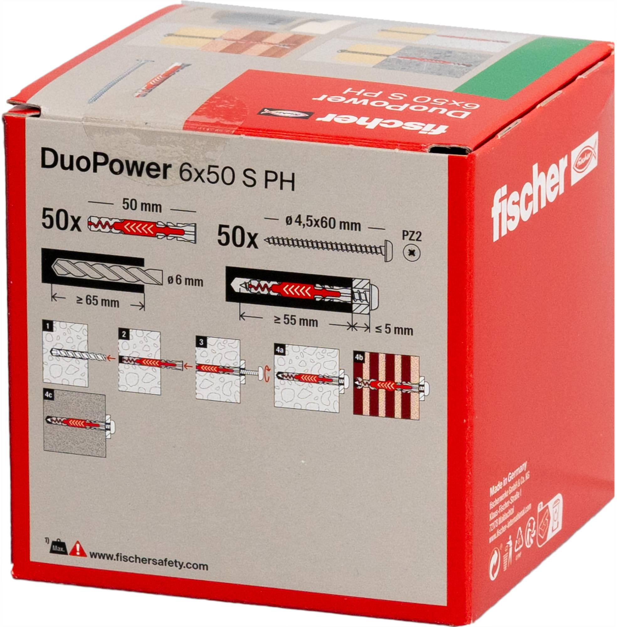 Fischer 538260 DUOPOWER 6x50 S PH LD Kołek 2-komponentowy 50 mm 6 mm 50 szt.-7