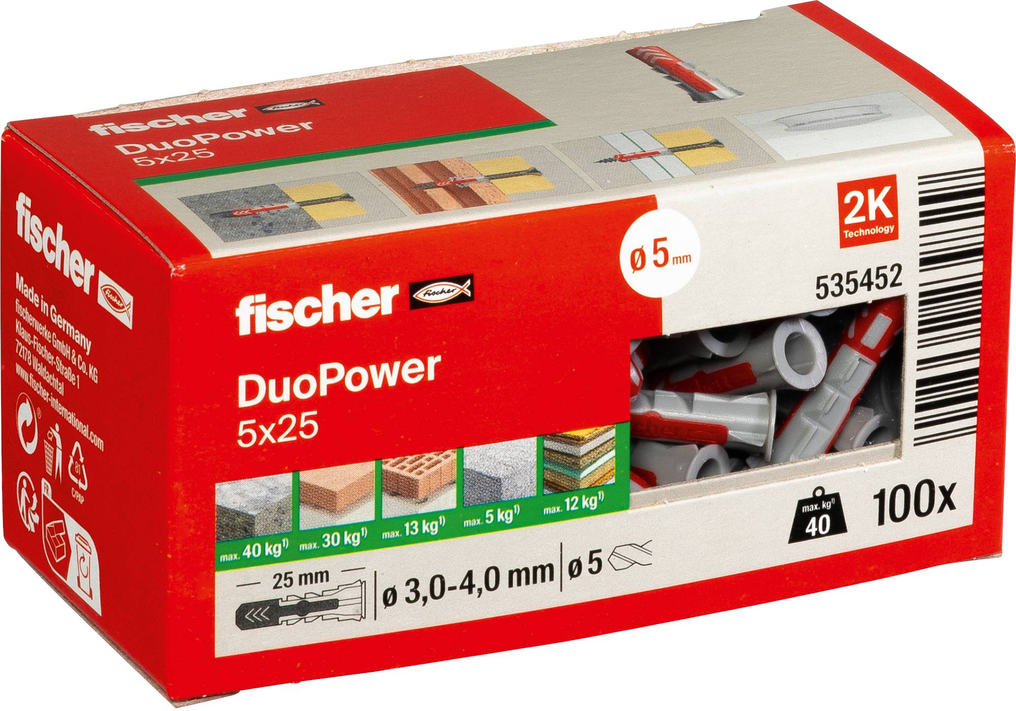 Fischer 535452 DUOPOWER 5x25 LD Kołek 2-komponentowy 25 mm 5 mm 100 szt.-5