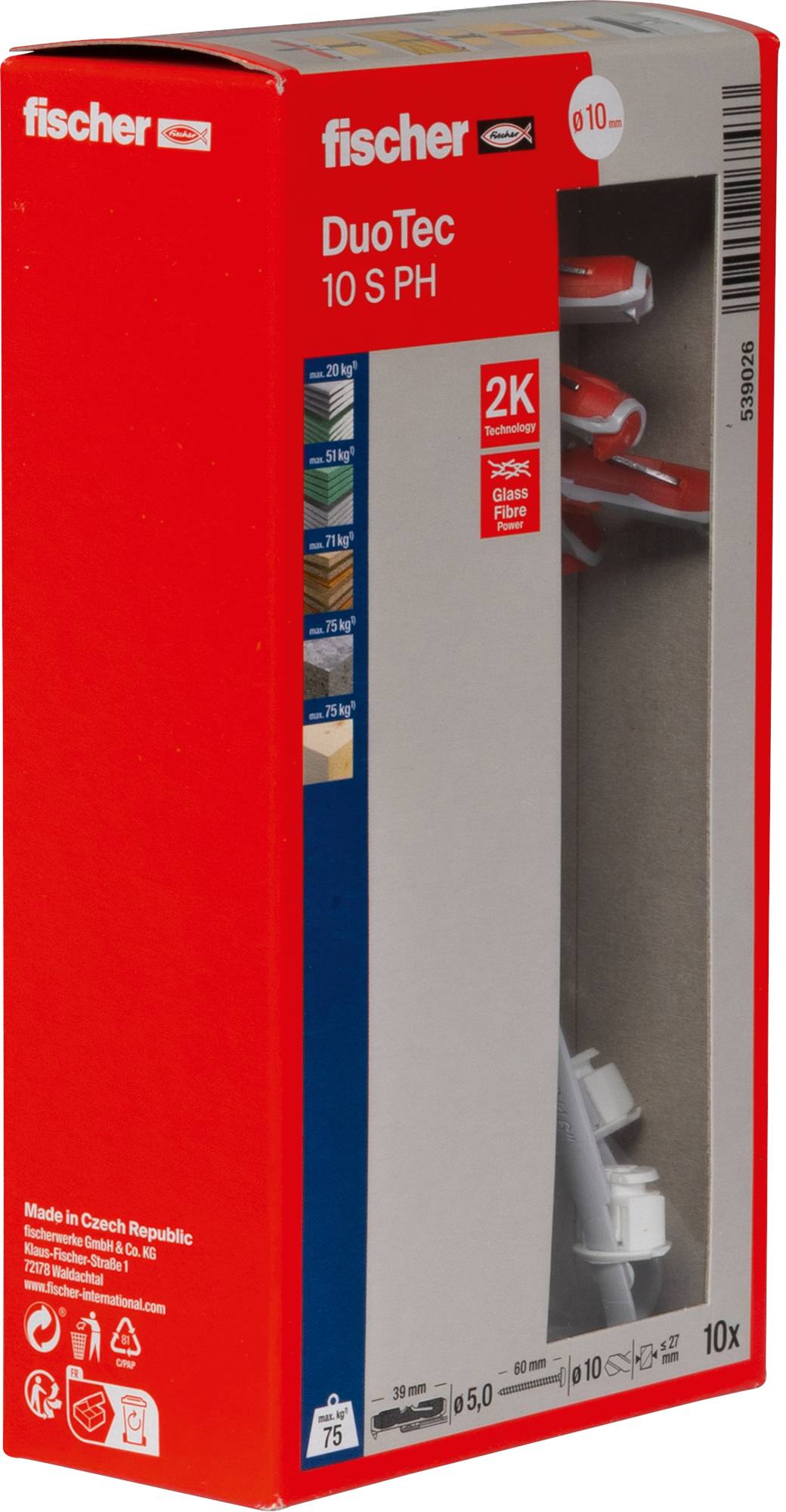 Fischer 539026 DUOTEC 10 S PH LD Kołek 2-komponentowy 50 mm 10 mm 10 szt.-5