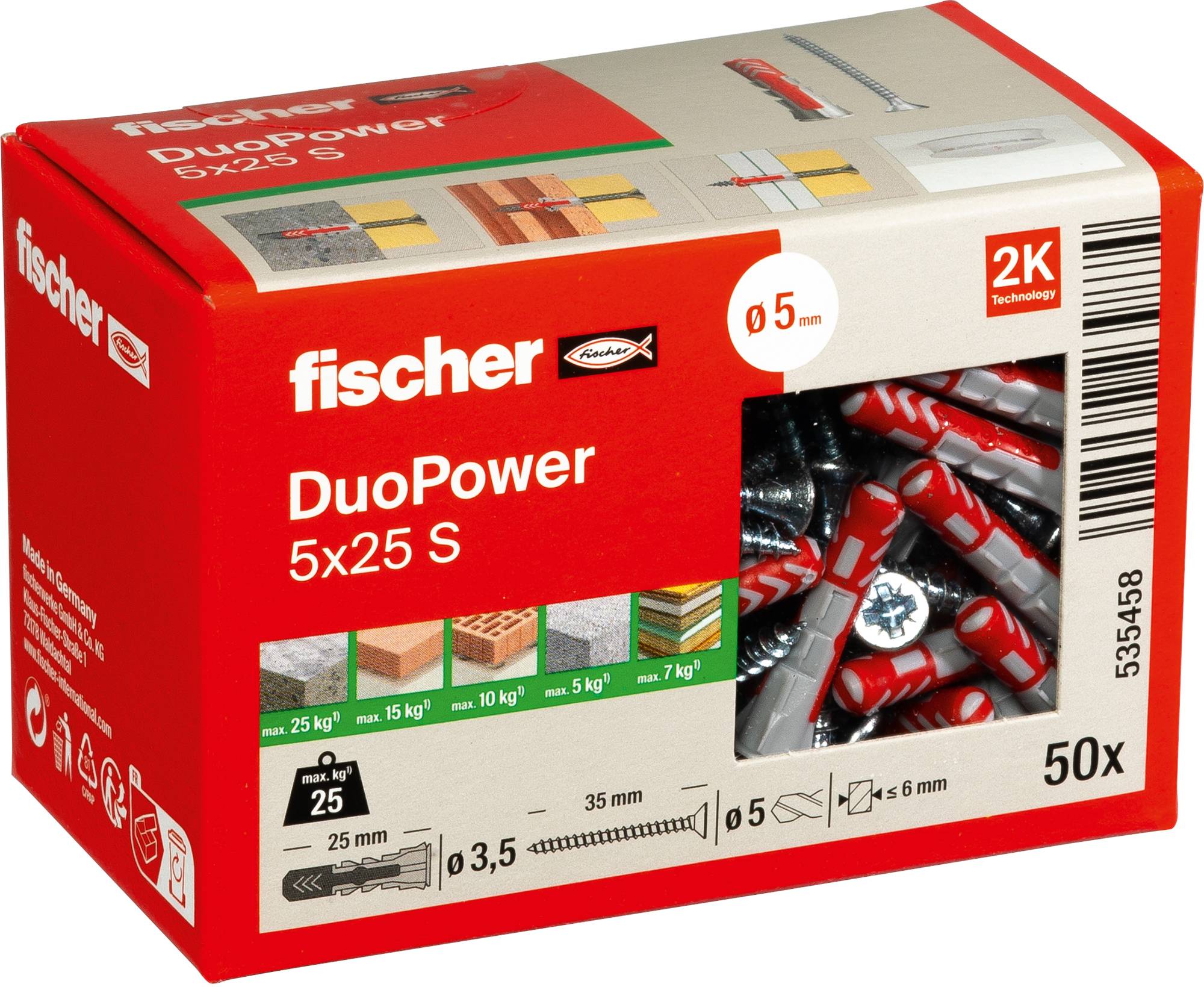 Fischer 535458 DUOPOWER 5x25 S LD Kołek 2-komponentowy 25 mm 5 mm 50 szt.-5
