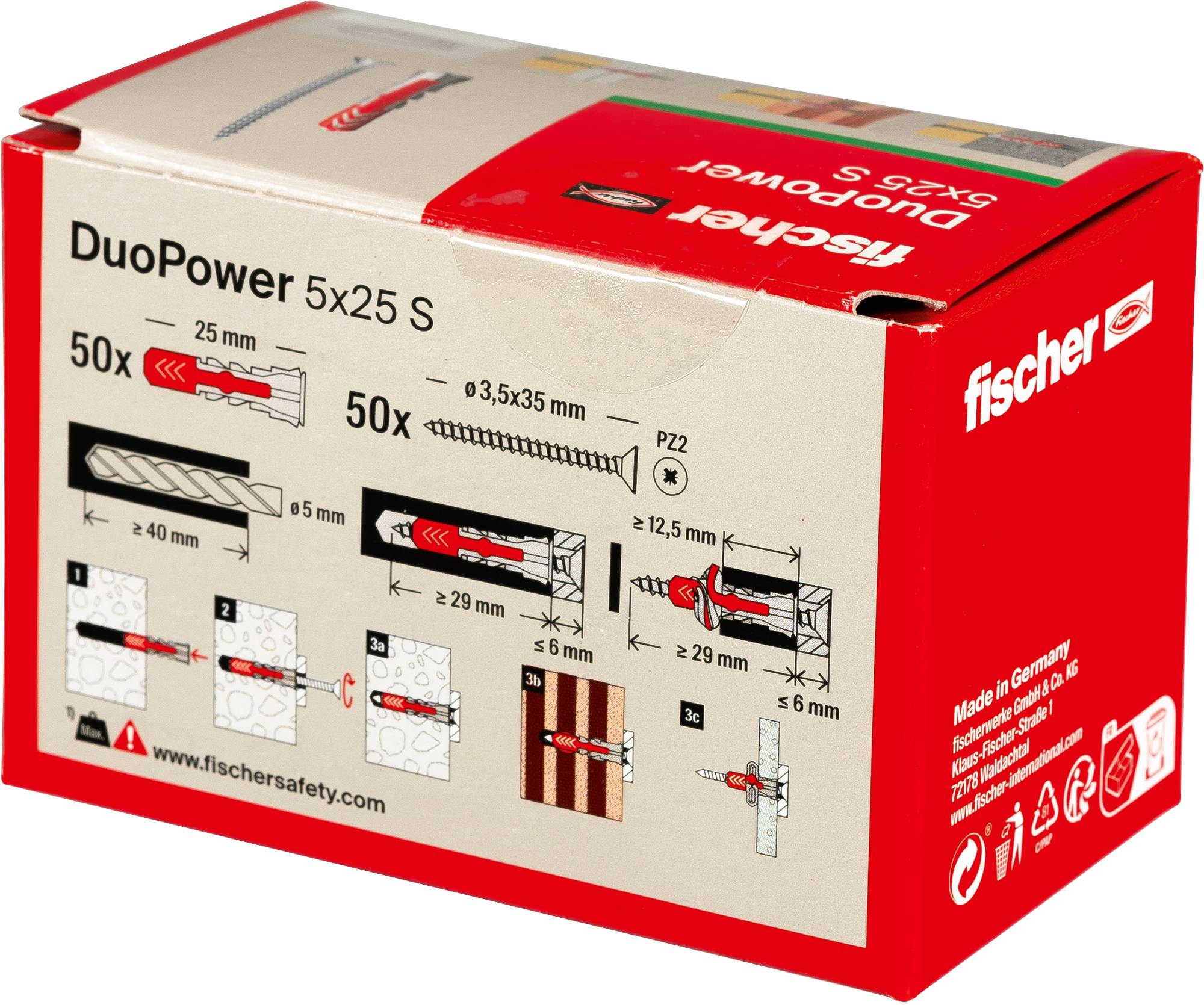 Fischer 535458 DUOPOWER 5x25 S LD Kołek 2-komponentowy 25 mm 5 mm 50 szt.-7