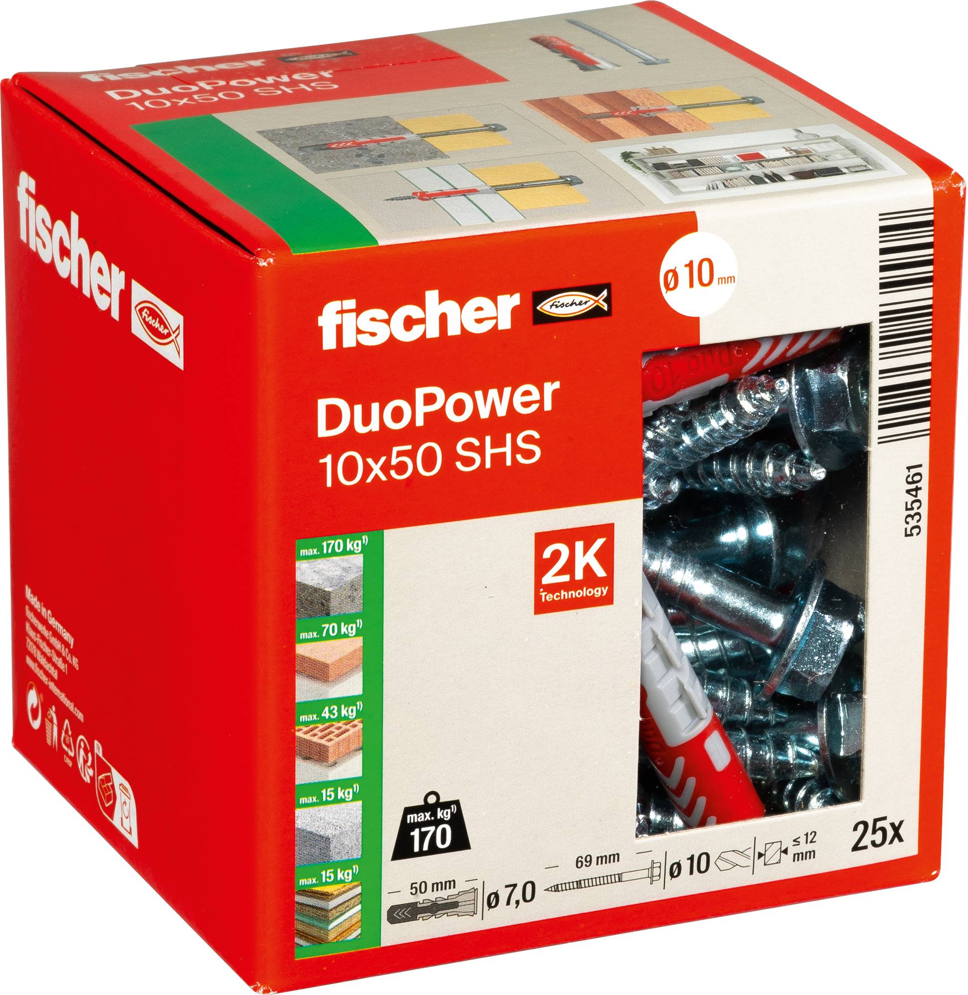 Fischer 535461 DUOPOWER 10x50 S LD Kołek 2-komponentowy 50 mm 10 mm 25 szt.-5