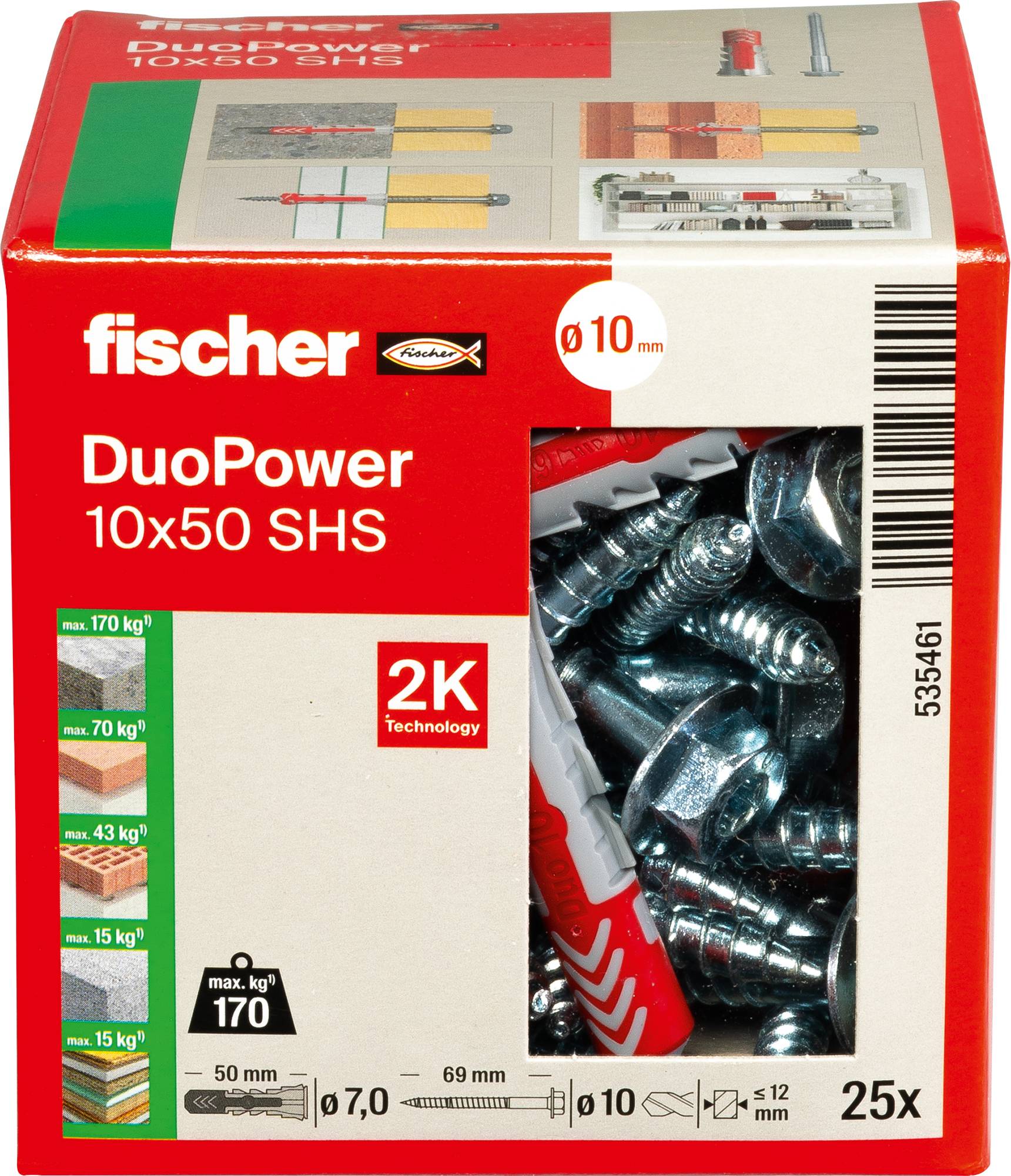 Fischer 535461 DUOPOWER 10x50 S LD Kołek 2-komponentowy 50 mm 10 mm 25 szt.-7