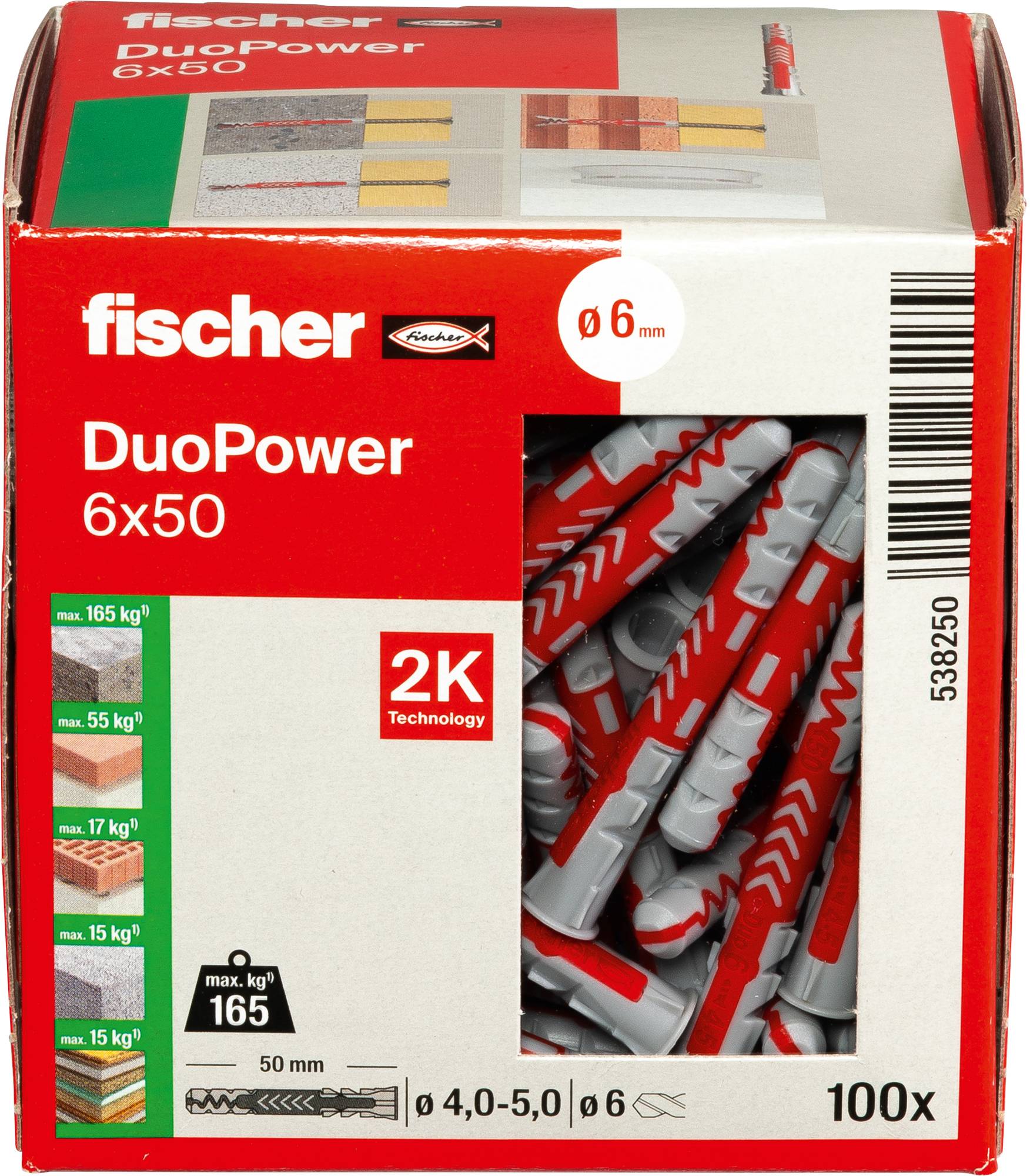 Fischer 538250 DUOPOWER 6x50 LD Kołek 2-komponentowy 50 mm 6 mm 100 szt.-6