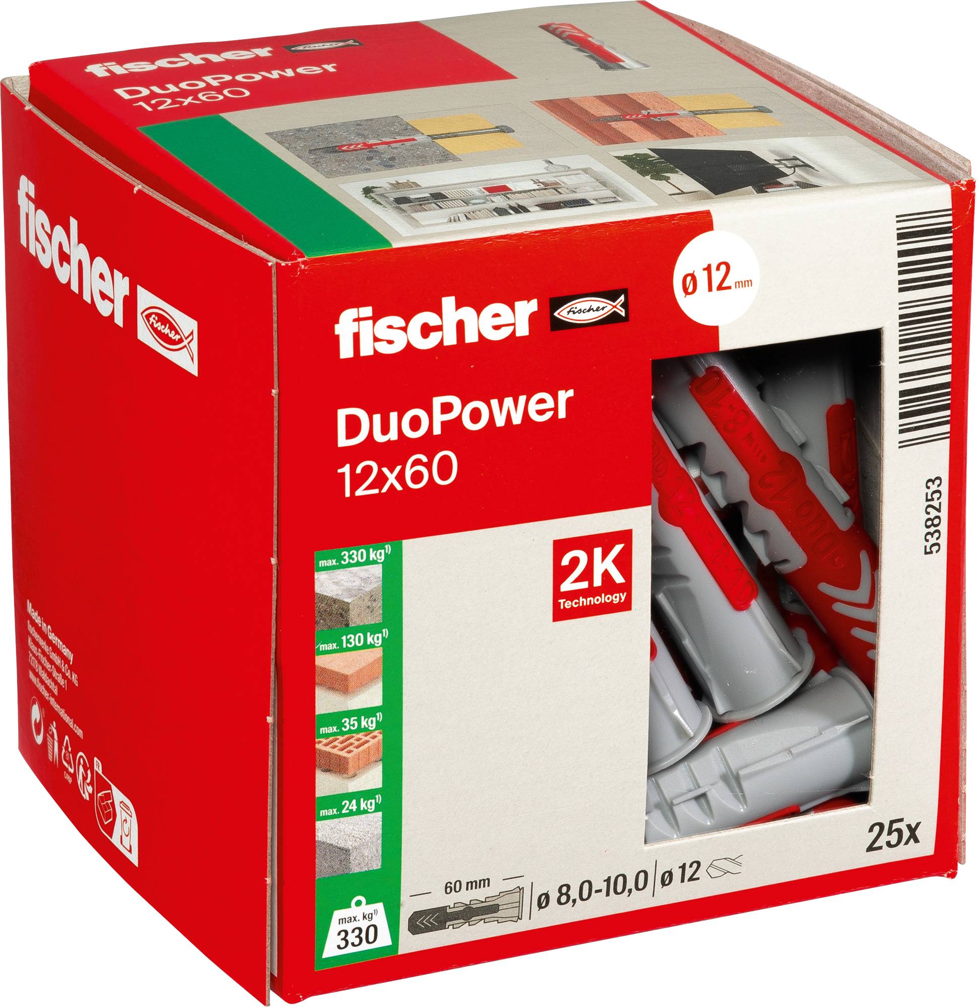 Fischer 538253 DUOPOWER 12x60 LD Kołek 2-komponentowy 60 mm 12 mm 25 szt.-5