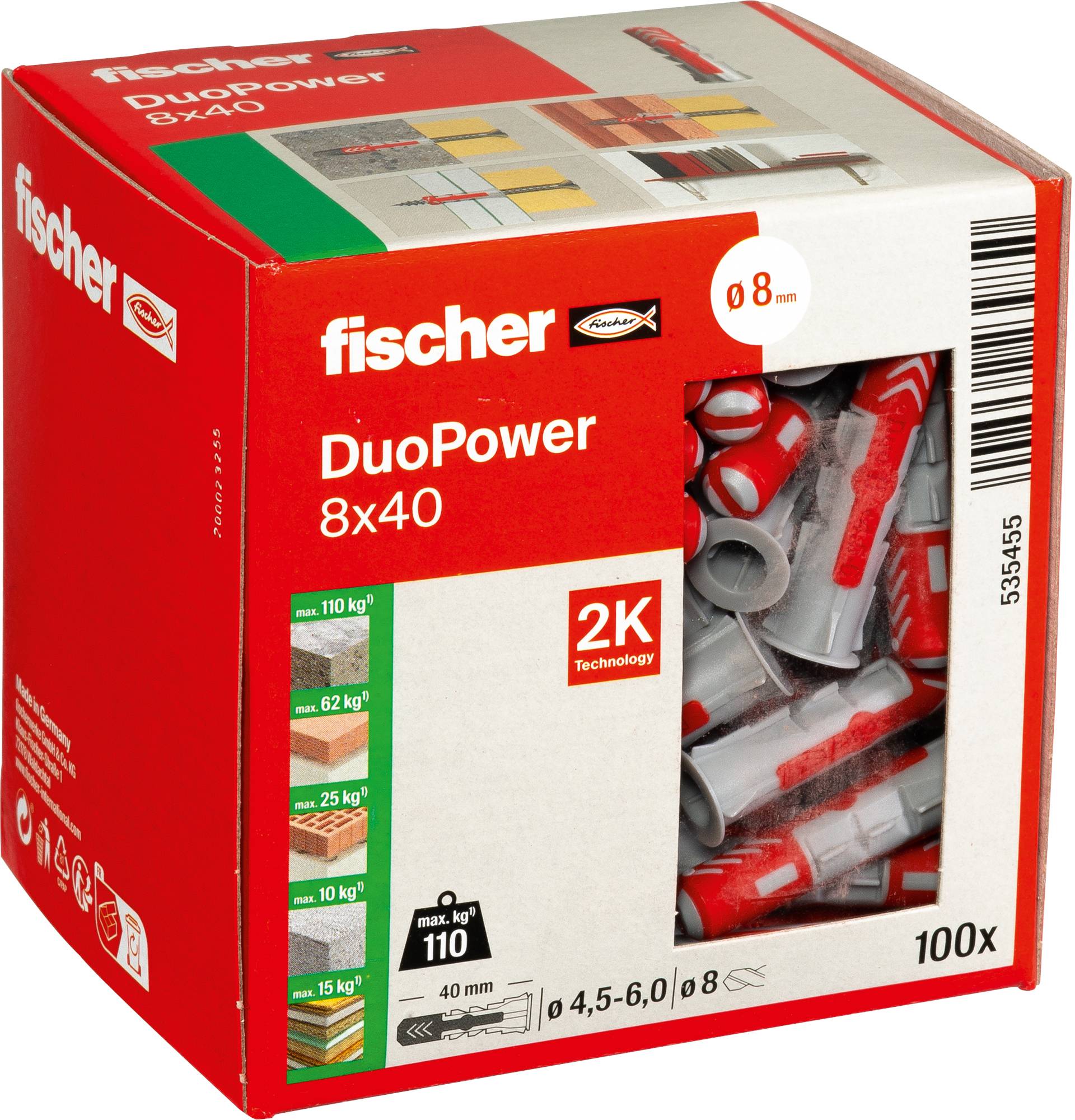Fischer 535455 DUOPOWER 8x40 LD Kołek 2-komponentowy 40 mm 8 mm 100 szt.-5