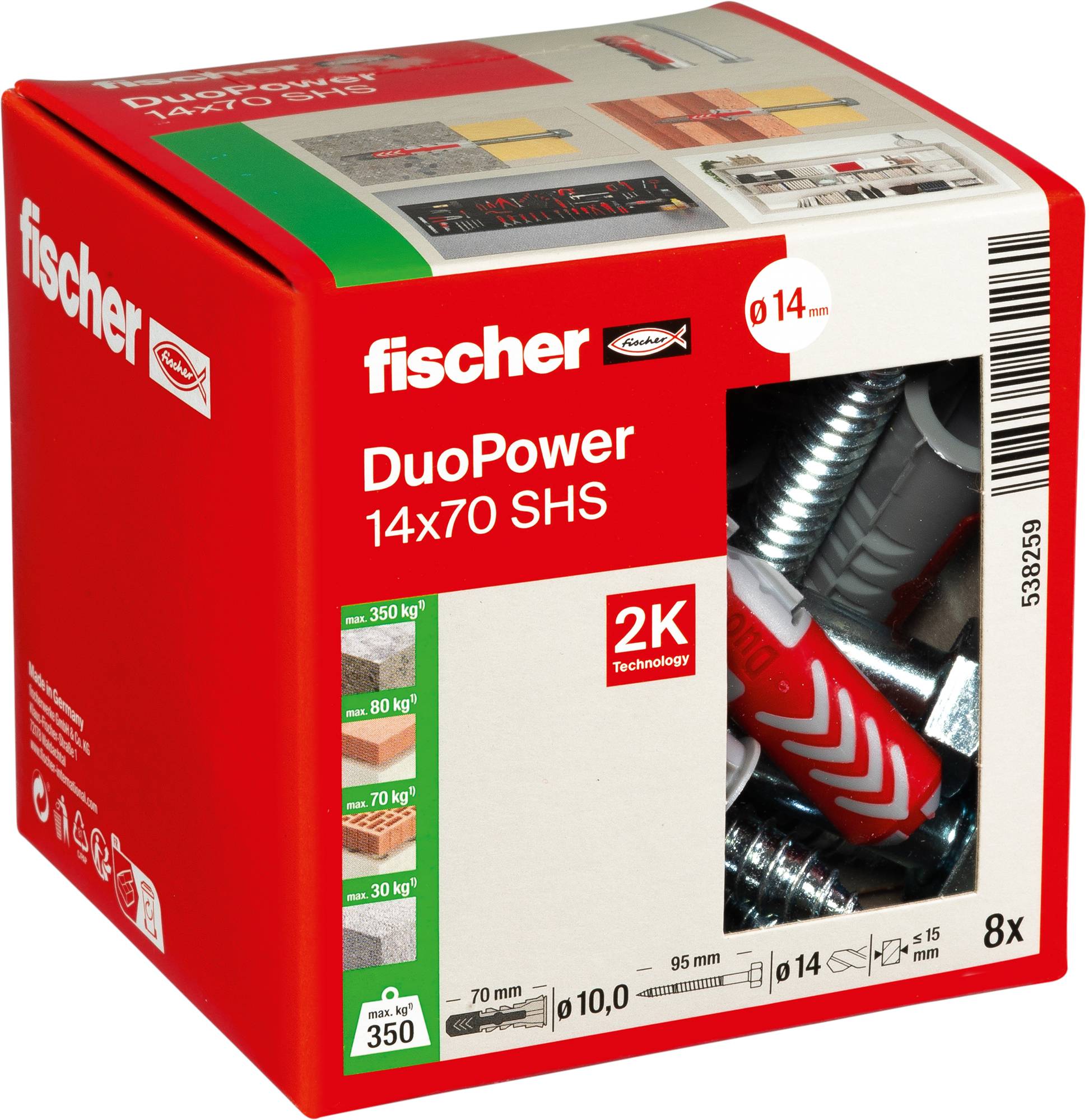 Fischer 538259 DUOPOWER 14x70 S LD Kołek 2-komponentowy 70 mm 14 mm 10 szt.-5