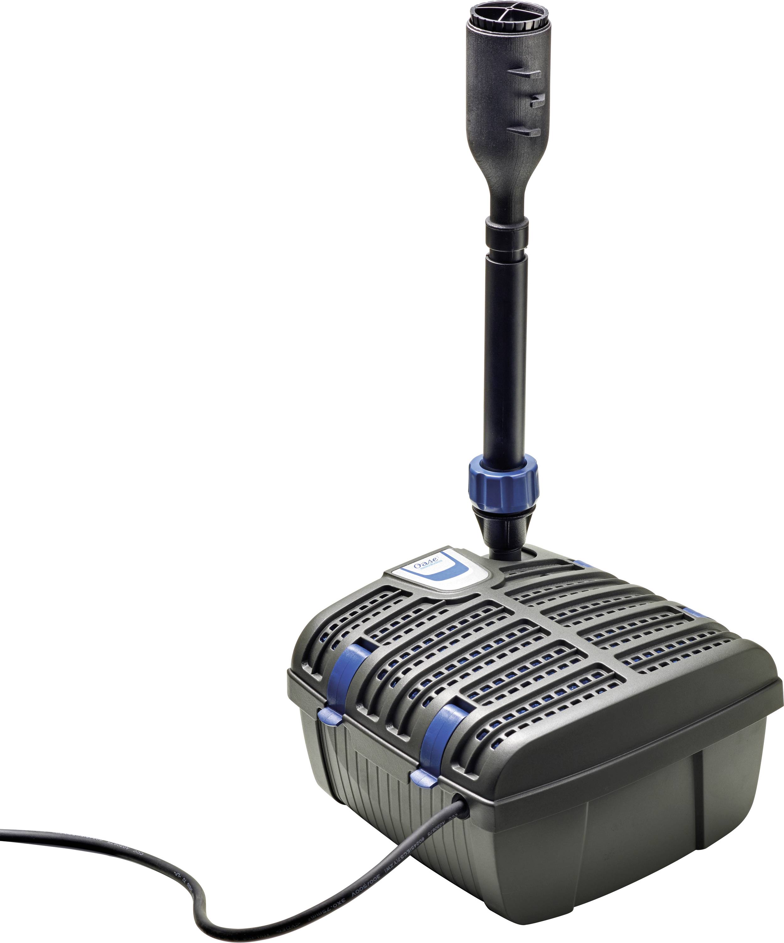 Pompa zanurzeniowa do stawu z wysokim wylotem i przewodem zasilającym, przeznaczona do obiegu wody w ogrodowych stawach.