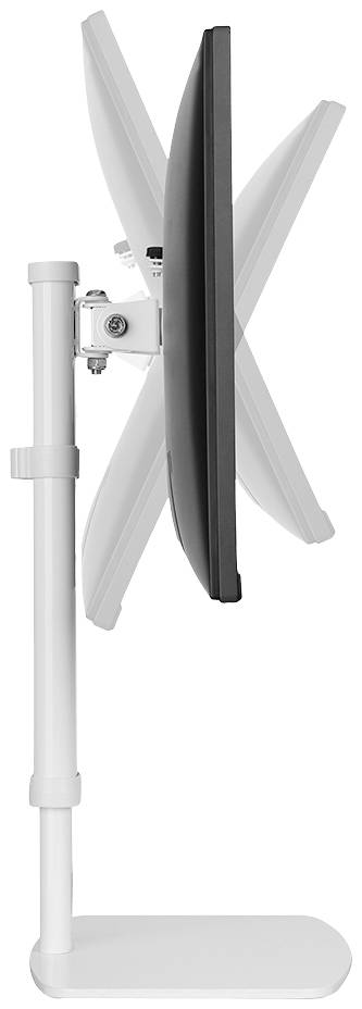 Widok boczny monitora na regulowanym stojaku, który można pochylać pionowo i poziomo.