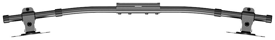 Metalowy pręt wygięty w łuk z dwoma uchwytami na końcach.