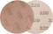 Papier ścierny, okrągły, dwukolorowy. Lewa strona: rdzawobrązowa, drobnoziarnista. Prawa strona: beżowa, z napisem '320'.