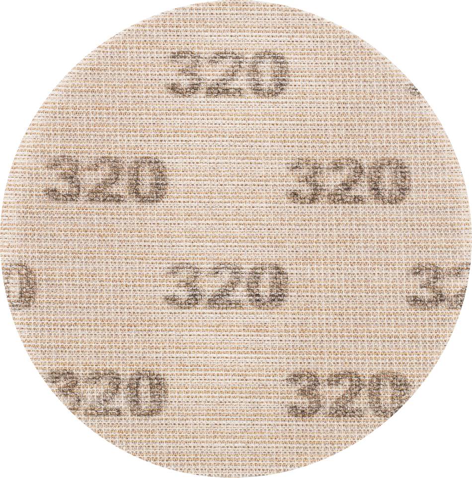 Okrągły papier ścierny z nadrukowaną gradacją '320'.