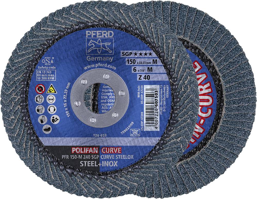Пелюстковий шліфувальний круг PFERD TOOLS Z Sgp Curve Steelox 67689072 Діаметр 150 мм 10 шт.