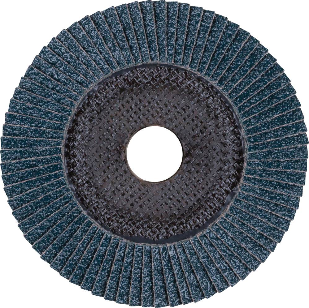Tarcza ścierna z przerwanym środkiem, składająca się z licznych listew ściernych ułożonych promieniowo; narzędzie do usuwania materiału.