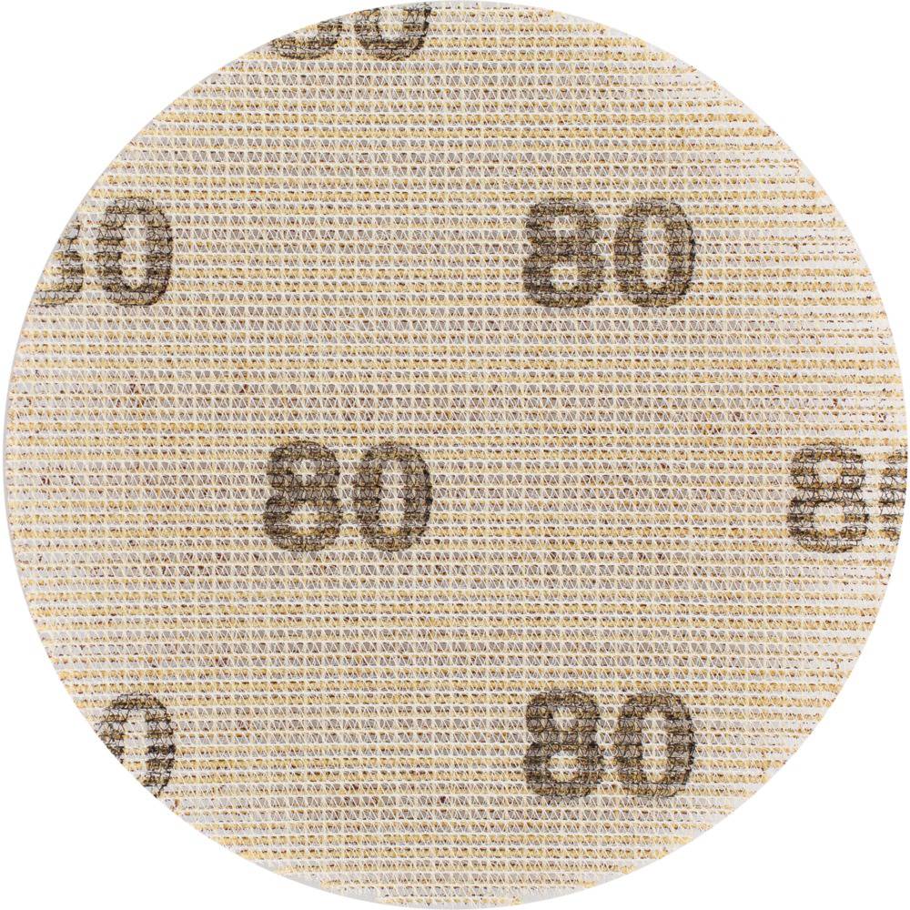 Okrągły papier ścierny o gradacji 80, w kolorze beżowym, z regularnie rozmieszczonymi cyframi '80' na powierzchni.