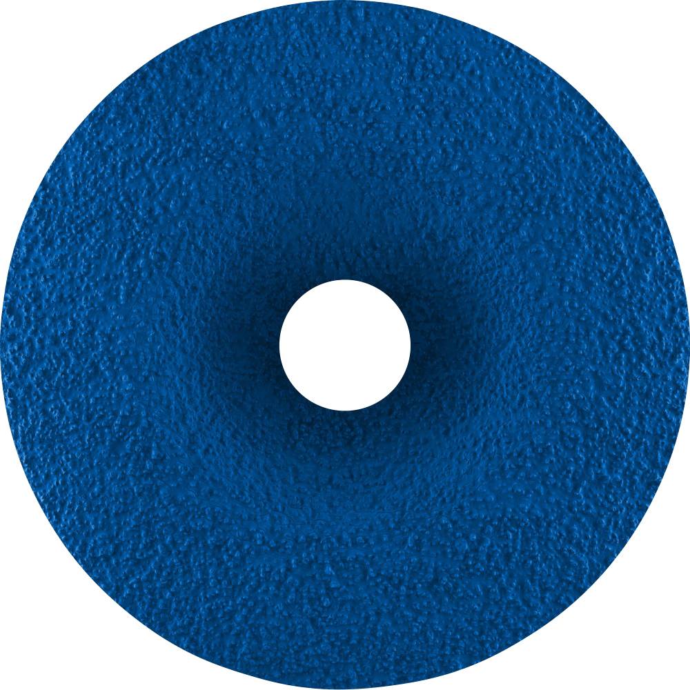 Niebieskie, strukturowane koło szlifierskie z centralnym otworem, często używane do szlifowania materiałów.