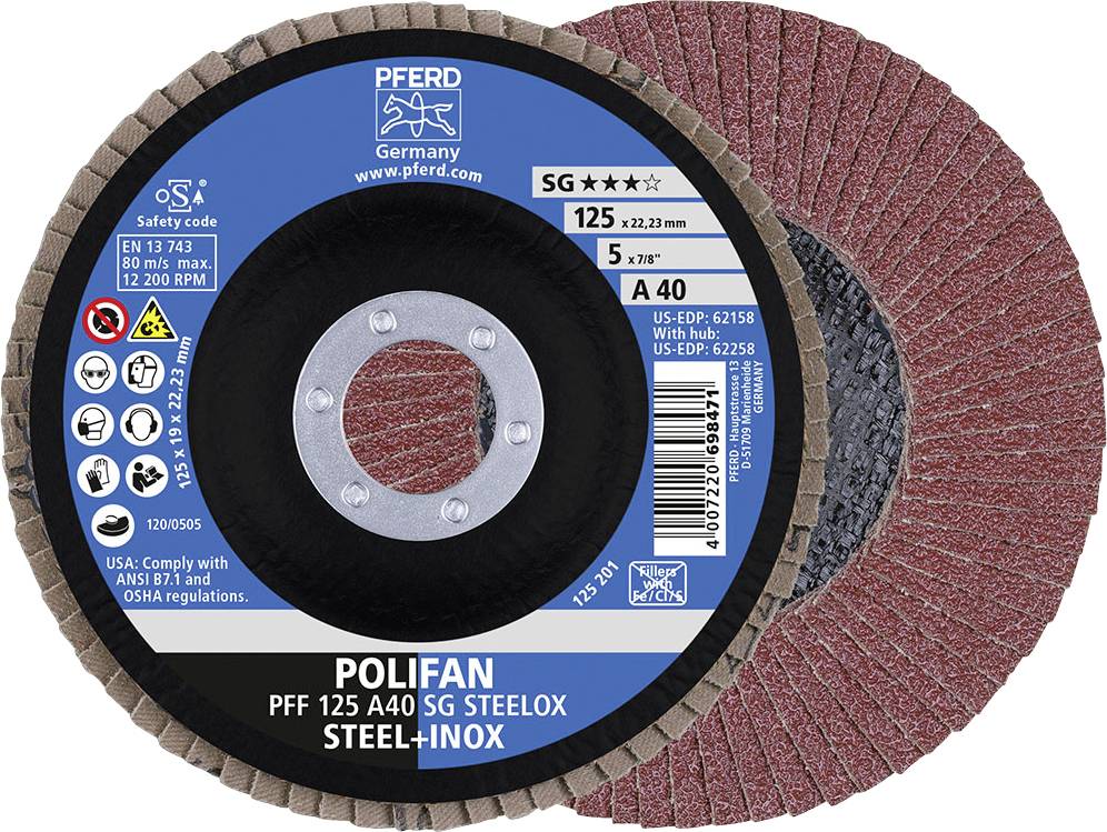 Пелюстковий диск PFERD TOOLS A Sg Steelox 67604125 Діаметр 125 мм 10 шт.