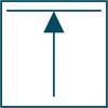Symbol windy: trójkątna strzałka skierowana w górę pod poziomą linią, wskazująca jazdę windy w górę.