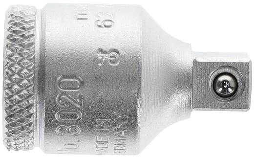 Nasadka klucza z czworokątnym chwytem, w kolorze srebrnym, z wybitymi numerami i napisem 'Made in Germany', z grubo żłobkowaną krawędzią.