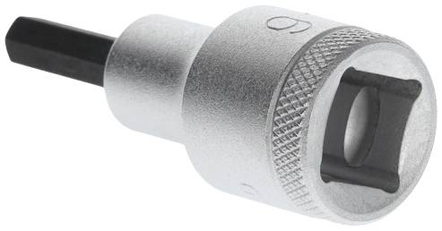 Nakładka klucza z sześciokątną, żłobkowaną powierzchnią uchwytu oraz czarną sześciokątną główką do zastosowań śrubowych.