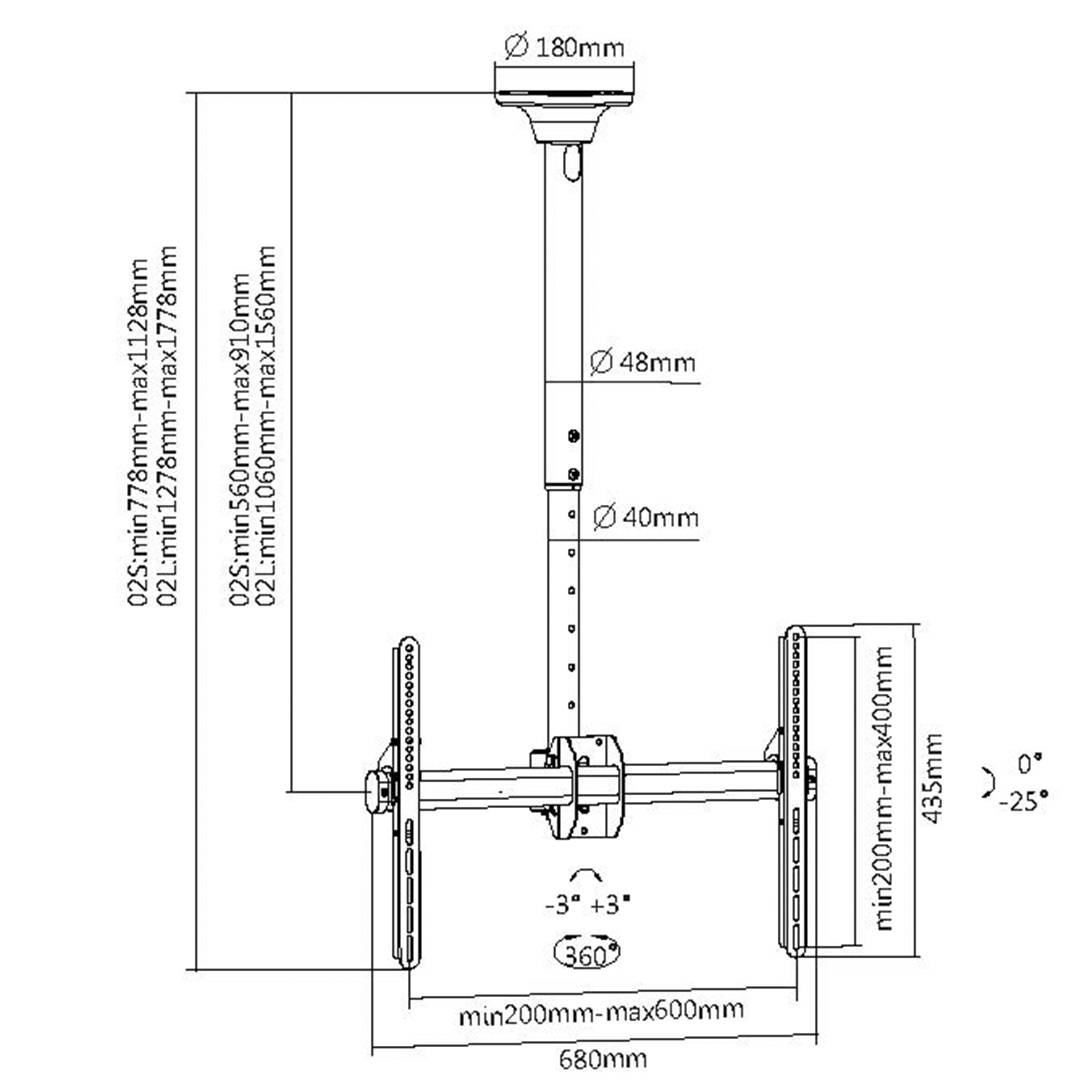 Стельове кріплення для телевізора My Wall HD3L, 94,0 см (37 дюймів) - 177,8 см (70 дюймів), поворотне, портативне, розсувне