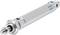 Siłownik pneumatyczny firmy Festo, srebrny. Stosowany głównie w zastosowaniach przemysłowych do realizacji ruchu liniowego.