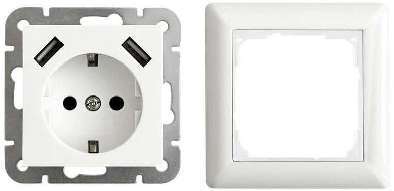 LEDmaxx 106648 1 розетка для прихованого монтажу з USB, замок для захисту від дітей білий