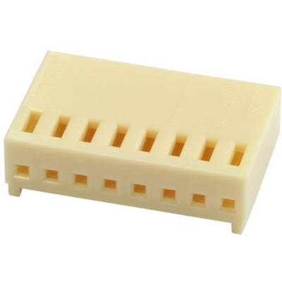 Prostokątna, beżowa wtyczka plastikowa z 12 prostokątnymi otworami, prawdopodobnie złącze do połączeń elektronicznych.