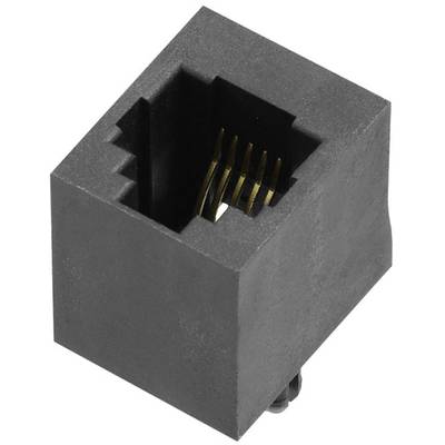 Czarna wtyczka Ethernet RJ45 z ośmioma złoconymi stykami wewnątrz.