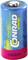 Bateria litowa CR123A, Conrad Energy, design niebiesko-żółty, tekst: Zwracać uwagę na prawidłową polaryzację. Nie ładować ponownie.