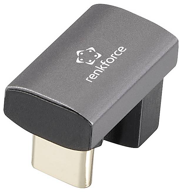 Kompaktowy, czarny adapter marki renkforce z gniazdem USB-C.