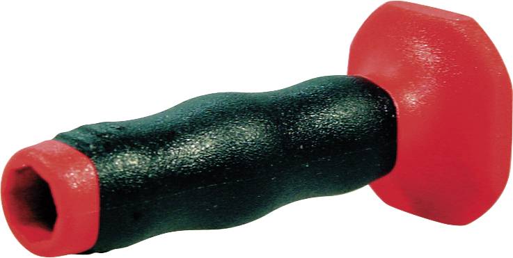 Czarny klucz nastawny z sześciokątnym czerwonym uchwytem i ergonomicznym designem. Odpowiedni do różnych prac ślusarskich.