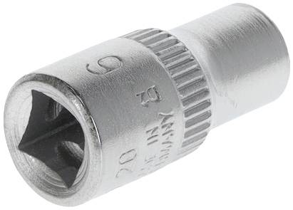 Srebrny klucz nasadowy o rozmiarze 9 mm z napędem kwadratowym, przeznaczony do odkręcania śrub i nakrętek.