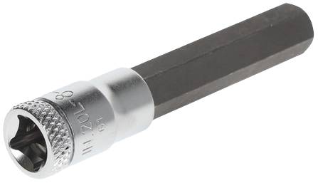 Srebrny klucz imbusowy z długim, sześciokątnym trzpieniem przeznaczony do wkrętów imbusowych. Stosowany głównie podczas prac mechanicznych.