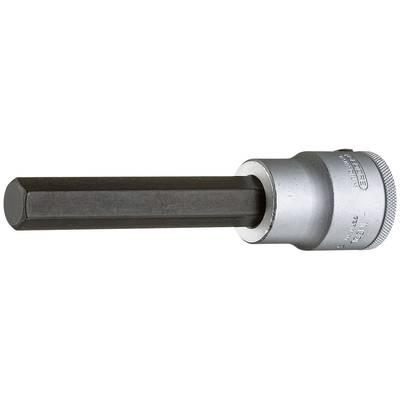 Sześciokątny metalowy bit z cylindrycznym uchwytem, odpowiedni do prac śrubowych, na białym tle.