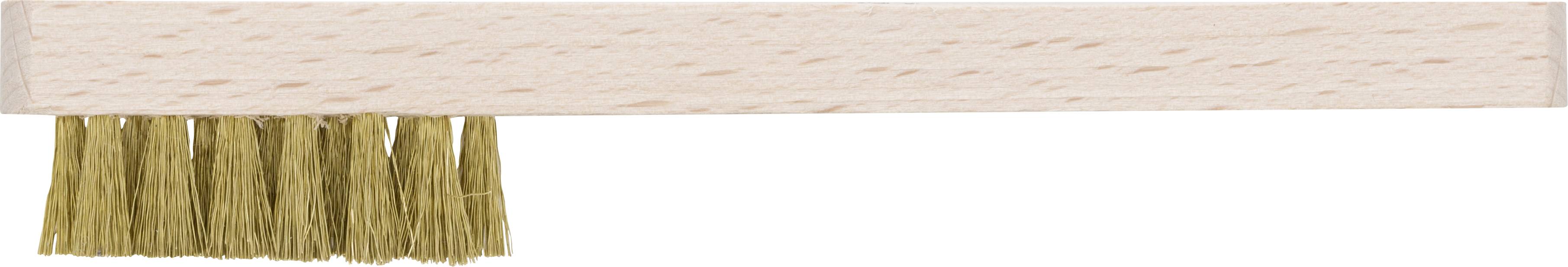 Drewniany pędzel z brązowymi włoskami.