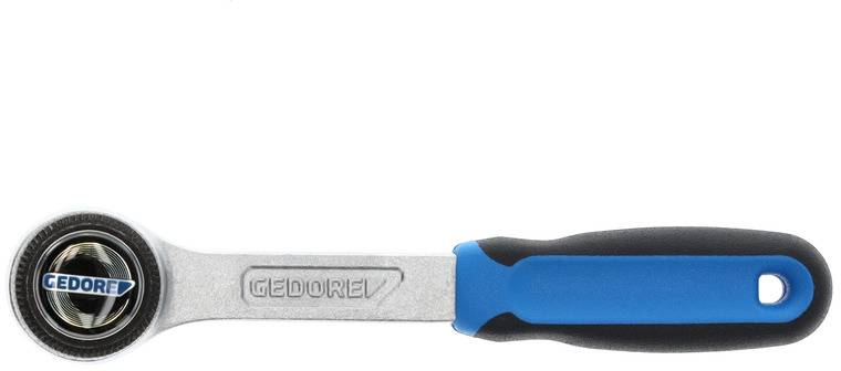 Klucz z grzechotką Gedore z uchwytem w kolorze niebiesko-czarnym do prac mechanicznych.