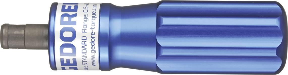 Niebieski klucz dynamometryczny marki 'Gedore', przeznaczony do pomiaru momentu obrotowego w zakresie od 0,5 do 1,0 Nm.