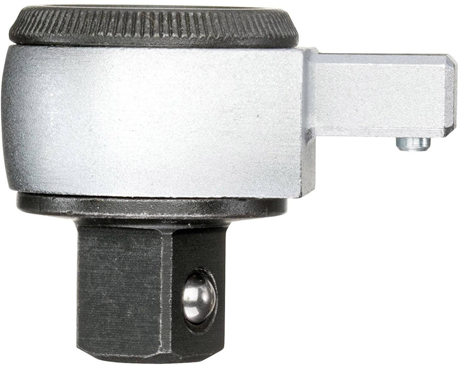 Adapter metalowy z kwadratowym złączem do klucza, z śrubą mocującą z boku.