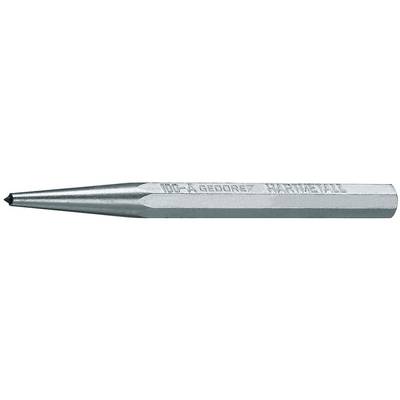 Metalowy stempel literowy z grawerunkiem 'A', o špiczastym końcu skierowanym w lewo, z sześciokątnym trzpieniem, używany do wytłaczania liter w metalu.