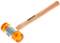 Młotek z pomarańczową plastikową główką i drewnianym uchwytem, oznaczony napisem 'GEDORE'.